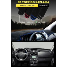 Renault Duster (2014-2020) 3D Torpido Koruma Kılıfı - Ön Göğüs Kaplama - Mavi Şerit