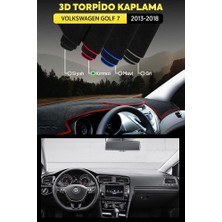 Volkswagen Golf 7 (2013-2018) 3D Torpido Koruma Kılıfı - Ön Göğüs Kaplama - Kırmızı Şerit