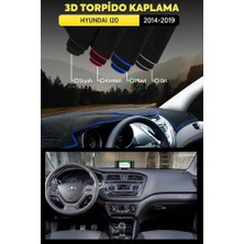 Hyundaı I20 (2014-2019) 3D Torpido Koruma Kılıfı - Ön Göğüs Panel Kaplama - Mavi Şerit