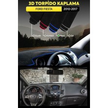 Ford Fıesta (2010-2017) 3D Torpido Kılıfı Panel Koruyucu Göğüs Kaplama - Mavi Şerit