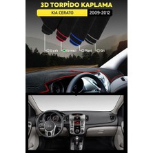 Kıa Cerato (2009-2012) 3D Torpido Koruma Kılıfı - Ön Göğüs Panel Kaplama - Kırmızı Şerit