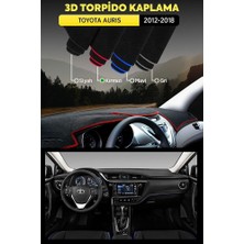Toyota Auris (2012-2018) 3D Torpido Kılıfı Panel Koruyucu Göğüs Kaplama - Kırmızı Şerit