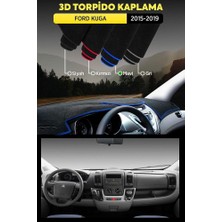 Fıat Doblo Double Ekran Aırbagsız 3D Torpido Kılıfı Panel Koruyucu Göğüs Kaplama - Mavi Şerit