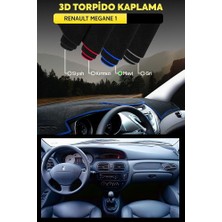 Renault Megane 1 3D Torpido Koruma Kılıfı - Ön Göğüs Kaplama - Mavi Şerit