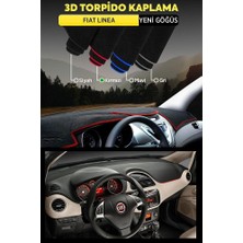 Fıat Lınea Yeni Göğüs 3D Torpido Koruyucu Kılıf - Ön Göğüs Panel Kaplama - Kırmızı Şerit