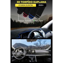 Hyundai Elantra 2020+ 3D Torpido Koruma Kılıfı - Ön Göğüs Kaplama - Mavi Şerit