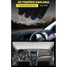 Hyundaı Accent Blu (2012-2017) 3D Torpido Koruma Kılıfı - Ön Göğüs Panel Kaplama - Mavi Şerit