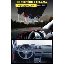 Volkswagen Polo Durbun Gogus (2002-2009) 3D Torpido Koruma Kılıfı - Ön Göğüs Kaplama - Kırmızı Şerit