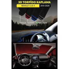 Renault Clio 4 (2013-2020) 3D Torpido Koruma Kılıfı - Ön Göğüs Kaplama - Mavi Şerit