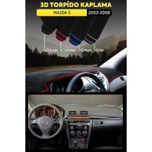 Mazda 3 (2003-2008) 3D Torpido Koruma Kılıfı - Ön Göğüs Kaplama - Kırmızı Şerit