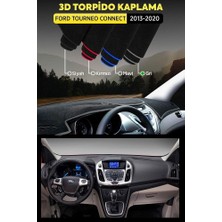 Ford Tourneo Connect (2013-2020) 3D Torpido Koruma Kılıfı - Ön Göğüs Panel Kaplama - Gri Şerit