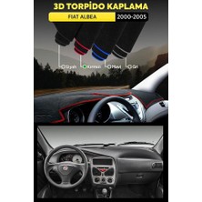 Fıat Albea (2000-2005) 3D Torpido Kılıfı Panel Koruyucu Göğüs Kaplama - Kırmızı Şerit