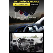 Volkswagen Polo (2010-2019) 3D Torpido Koruma Kılıfı - Ön Göğüs Kaplama - Mavi Şerit
