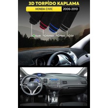 Honda Cıvıc (2006-2010) 3D Torpido Koruma Kılıfı - Ön Göğüs Panel Kaplama - Siyah Şerit