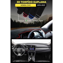 Honda Civic (2015-2021) 3D Torpido Koruma Kılıfı - Ön Göğüs Panel Kaplama - Kırmızı Şerit