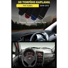 Fıat Albea (2006-2012) 3D Torpido Kılıfı Panel Koruyucu Göğüs Kaplama - Gri Şerit