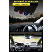 Renault Clıo Alıze 3D Torpido Koruma Kılıfı - Ön Göğüs Kaplama - Siyah Şerit