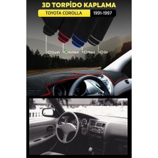 Toyota Corolla (1991-1997) 3D Torpido Kılıfı Panel Koruyucu Göğüs Kaplama - Kırmızı Şerit