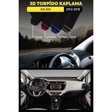 Kia Rio (2012-2018) 3D Torpido Koruma Kılıfı - Ön Göğüs Panel Kaplama - Siyah Şerit