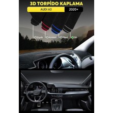 Audı A3 (2020+) 3D Torpido Koruma Kılıfı - Ön Göğüs Kaplama - Gri Şerit