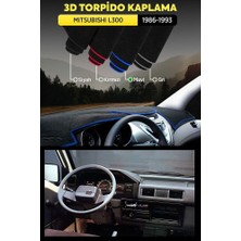 Mıtsubıshı L300 (1986-1993) Uyumlu 3D Torpido Koruma Kılıfı - Ön Göğüs Kaplama - Mavi Şerit