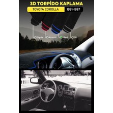 Toyota Corolla (1991-1997) 3D Torpido Kılıfı Panel Koruyucu Göğüs Kaplama - Mavi Şerit
