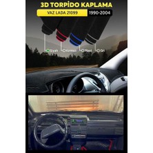 Vaz Lada 21099 (1990-2004) 3D Torpido Koruma Kılıfı - Ön Göğüs Kaplama - Siyah Şerit