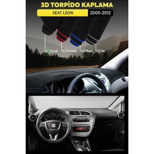 Seat Leon (2005-2012) 3D Torpido Koruma Kılıfı - Ön Göğüs Kaplama - Siyah Şerit