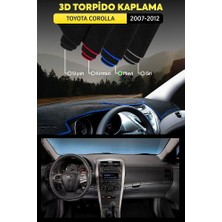 Toyota Corolla (2007-2012) 3D Torpido Kılıfı Panel Koruyucu Göğüs Kaplama - Mavi Şerit