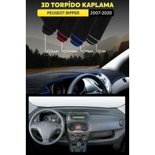 Peugeot Bipper (2007-2020) 3D Torpido Kılıfı Panel Koruyucu Göğüs Kaplama - Mavi Şerit