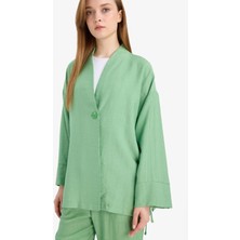 DeFacto Relax Fit Krinkıl Kumaş Uzun Kollu Kimono Tunik E1109AX25SM