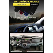 Ford Transıt (2006-2012) 3D Torpido Kılıfı Panel Koruyucu Göğüs Kaplama - Mavi Şerit