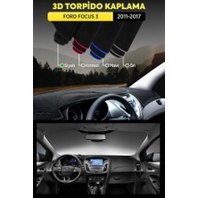 Ford Focus 3 (2011-2017) 3D Torpido Kılıfı Panel Koruyucu Göğüs Kaplama - Siyah Şerit