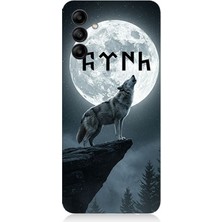 Samsung Galaxy A25 Uyumlu Ay Altında Kurt Ulusu  Desenli Silikon Kılıf