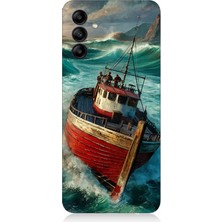 Samsung Galaxy A15 Uyumlu Fırtınada Kırmızı Gemi  Desenli Silikon Kılıf