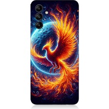 Samsung Galaxy A25 Uyumlu Alevlerin Içinde Dönüşüm Anka Kuşu  Desenli Silikon Kılıf
