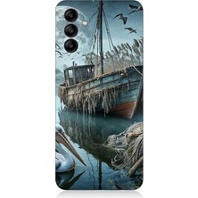 Samsung Galaxy A35 Uyumlu Ay Işığında Eski Gemi  Desenli Silikon Kılıf