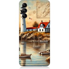 Samsung Galaxy A35 Uyumlu Harita Yanı Deniz Feneri  Desenli Silikon Kılıf