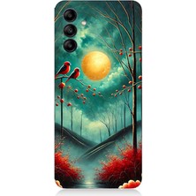 Samsung Galaxy A04S Uyumlu Ay Işığında Kırmızı Kuşlar  Desenli Silikon Kılıf