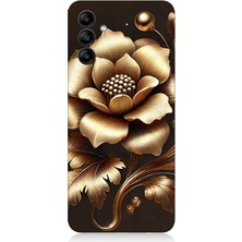 Samsung Galaxy A25 Uyumlu Altın Işıklı Zarif Çiçek  Desenli Silikon Kılıf