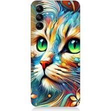 Samsung Galaxy A25 Uyumlu Parlak Gözlü Renkli Kedi  Desenli Silikon Kılıf