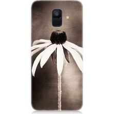Samsung Galaxy A6 Uyumlu Siyah Beyaz Çiçek Sadeliği  Desenli Silikon Kılıf
