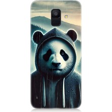 Samsung Galaxy A6 Uyumlu Kapüşonlu Panda Yalnızlığı  Desenli Silikon Kılıf