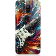 Samsung Galaxy A6 Uyumlu Alevler Içinde Elektrik Gitar  Desenli Silikon Kılıf