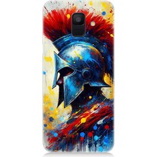 Samsung Galaxy A6 Uyumlu Kızıl Miğferli Savaşçı  Desenli Silikon Kılıf