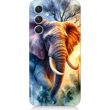 Samsung Galaxy A54 Uyumlu Ateşte Yürüyen Fil  Desenli Silikon Kılıf