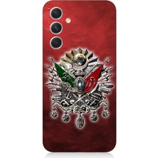 Samsung Galaxy A34 Uyumlu Osmanlı Armalı Kırmızı Arka  Desenli Silikon Kılıf