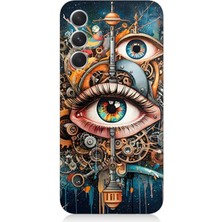 Samsung Galaxy A34 Uyumlu Soyut Gözlü Mekanik Kompozisyon  Desenli Silikon Kılıf