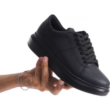 ET151 Boost Bağcıklı Cilt Erkek Günlük Sneaker Ayakkabı St - Siyah