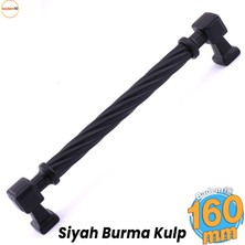 Burma Mat Siyah Metal Kulp 160 mm 16 cm Mobilya Çekmece Mutfak Dolabı Dolap Modern Kapak Kulpları